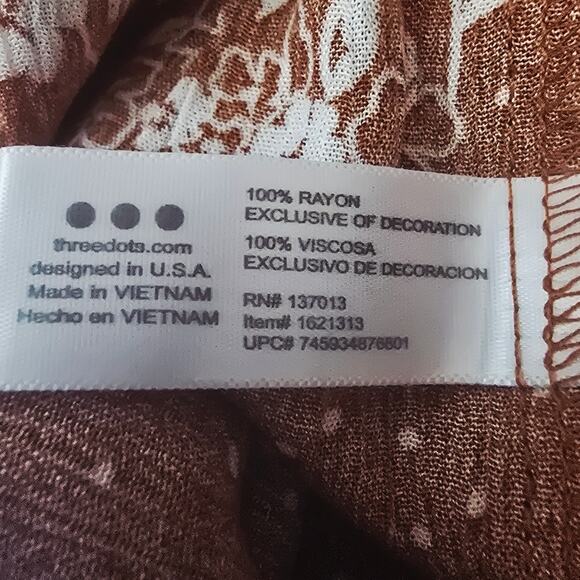 Three Dots High Waisted Wide Leg Side Pocket's Women Floral Pants L - Picture 5 of 5